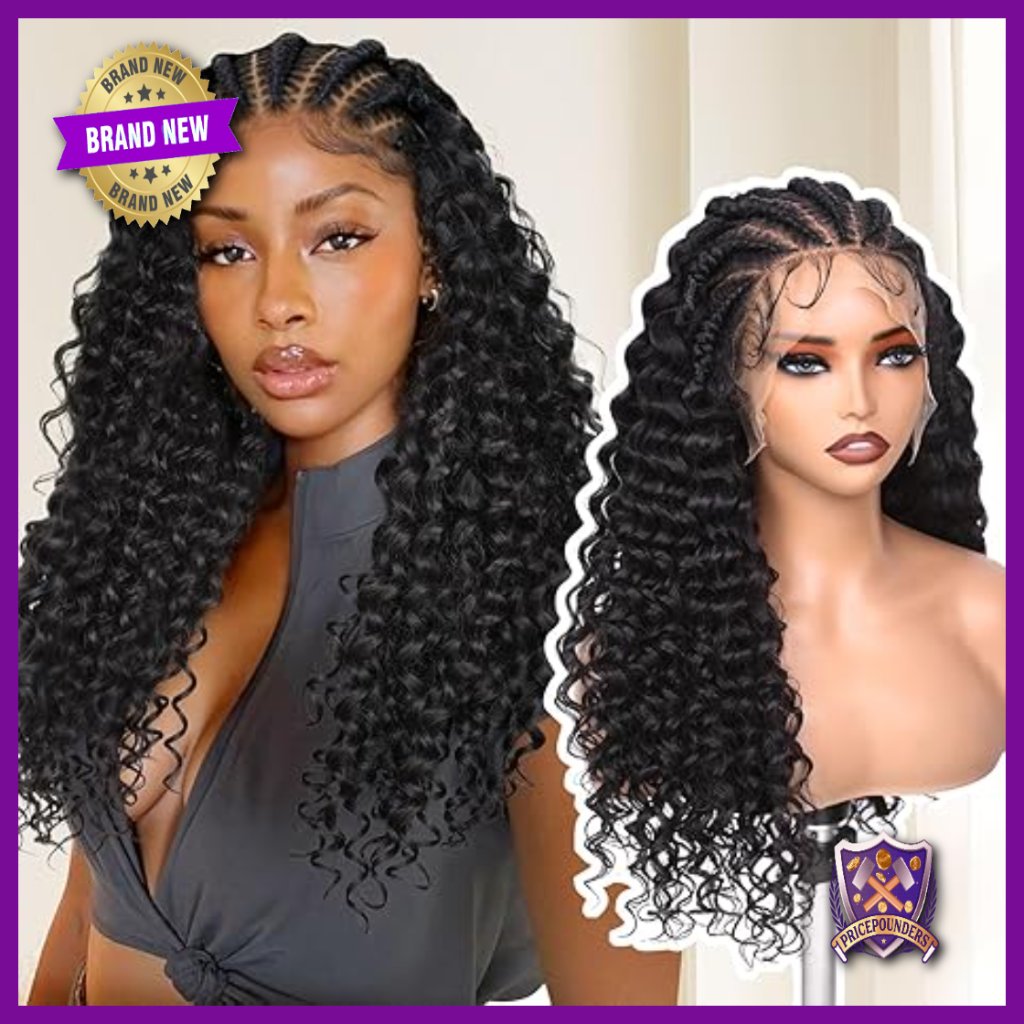 13x6 Lace Front Synthetic Wig Glueless Cornrow Curly 22 Inch Daily Use